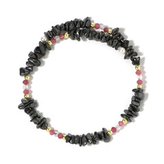 Stalen armband met Zwarte Hematieten (Riya)