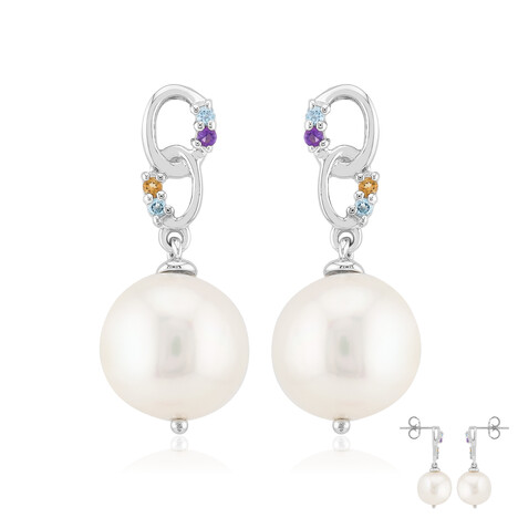 Orecchini in argento con Perla d'Acqua Dolce Bianca (TPC)