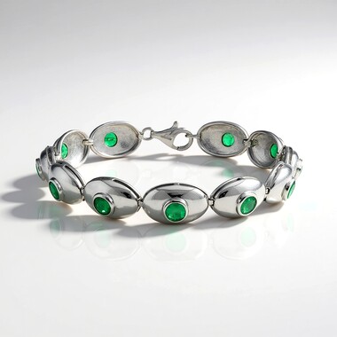Brazalete en plata con Esmeralda de Zambia