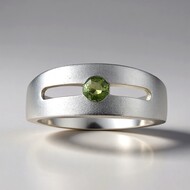 Anello in argento con Zaffiro Verde di Tuléar  (Pallanova)