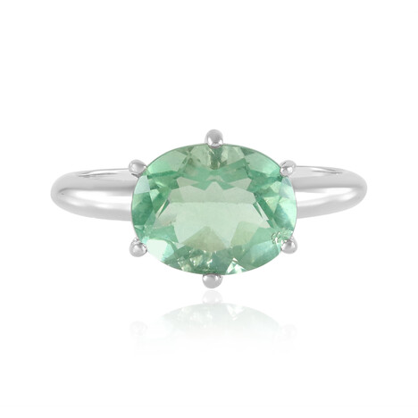 Anillo en plata con Fluorita verde