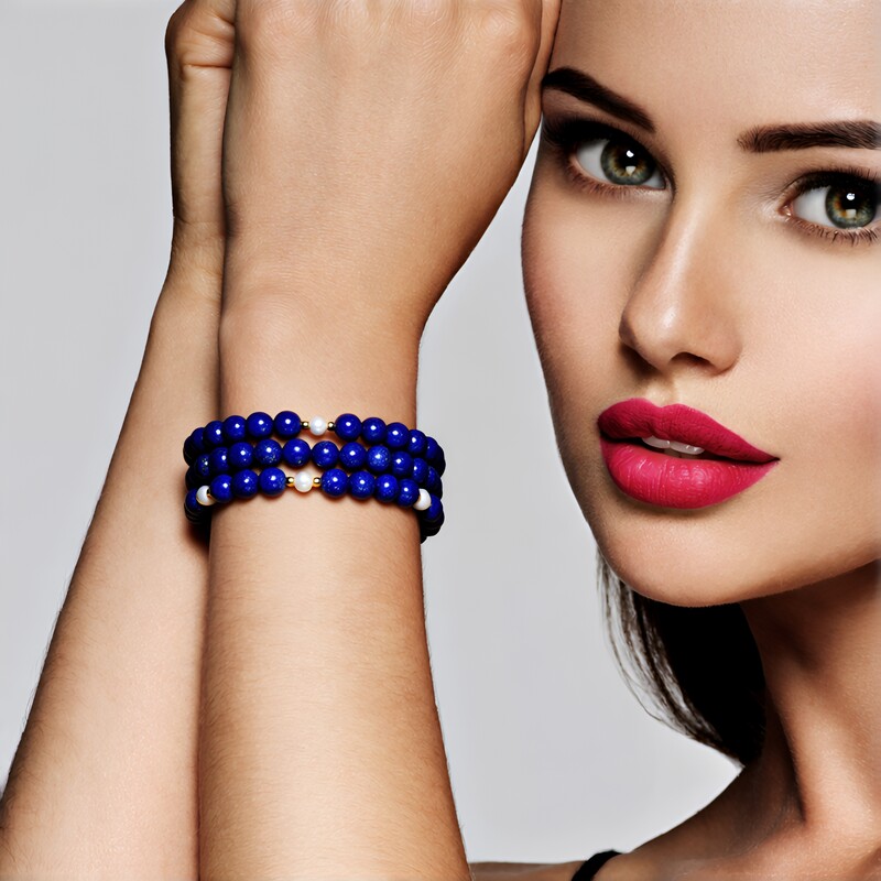 Lapis Lazuli Steel Bangle (Riya)