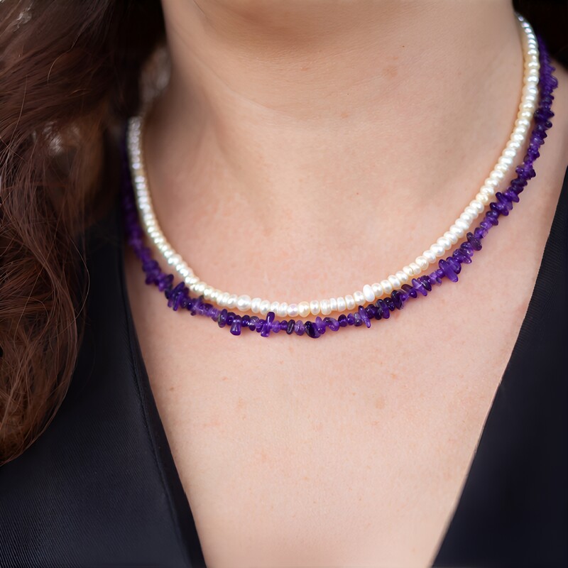 Collar en plata con Amatista de Zambia