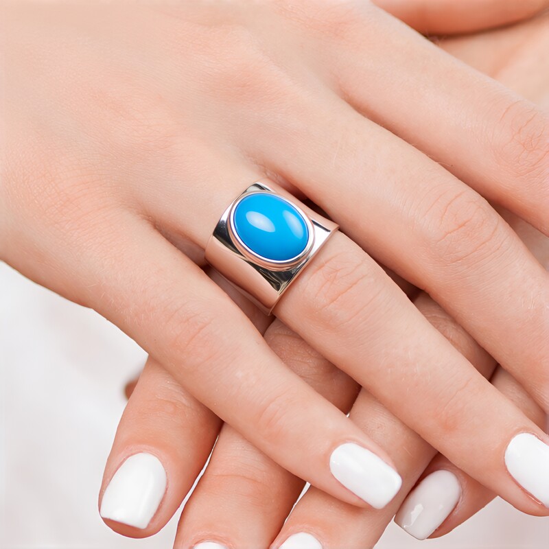 Blauer Achat-Silberring