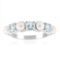 Bague en argent et Perle blanche de culture d'eau douce