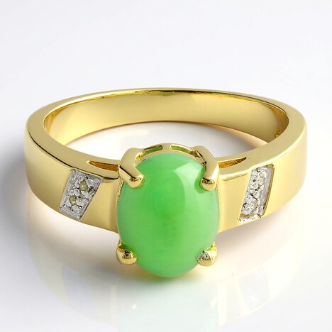 Anello placcato in oro con Crisoprasio Imperiale
