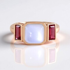 Anello in argento con Pietra di Luna Bianca