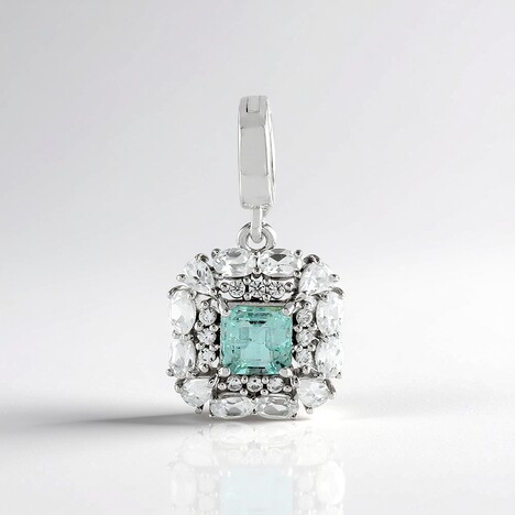 Pendentif en argent et Émeraude de couleur Paraiba