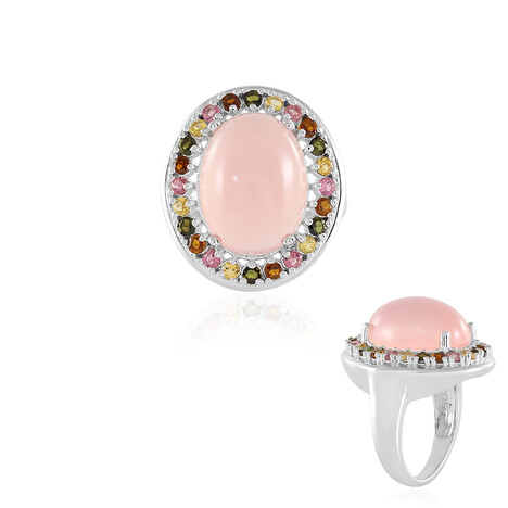 Bague en argent et Calcédoine rose