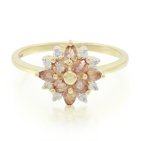 Nicht erhitzter Padparadscha-Saphir-Goldring