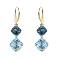 Boucles d'oreilles en or et Topaze bleu ciel