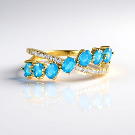 Anello in argento con Apatite Blu Neon