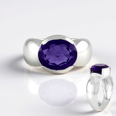 Bague en argent et Améthyste de Zambie