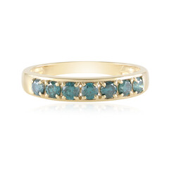 9K I2 Blue Diamond Gold Ring