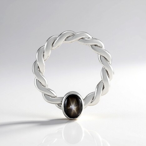 Ciondolo in argento con Zaffiro Stellato Nero (de Melo Essence)
