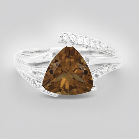Anello in argento con Quarzo Cognac