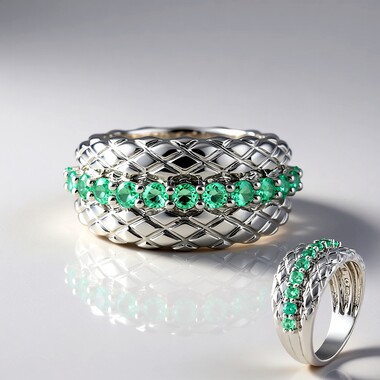 Bague en argent et Emeraude de Russie (de Melo)
