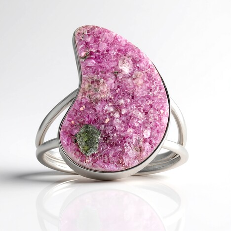 Anello in argento con Cobalto Calcite (Bali Barong)