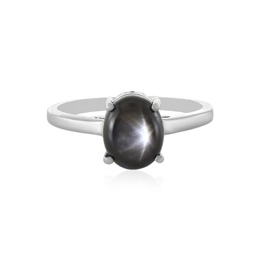 Schwarzer Stern-Saphir-Silberring