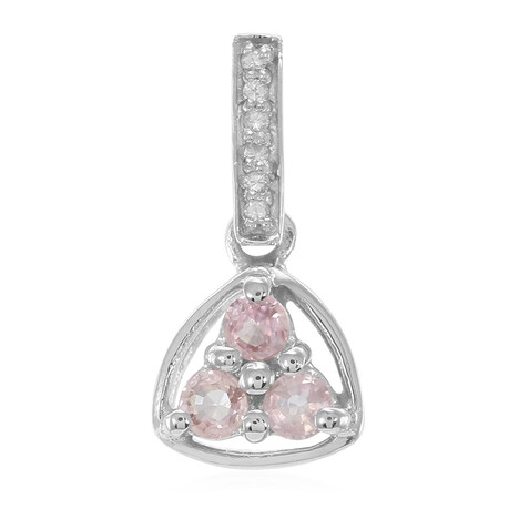 Pinkfarbener Ceylon-Saphir-Silberanhänger