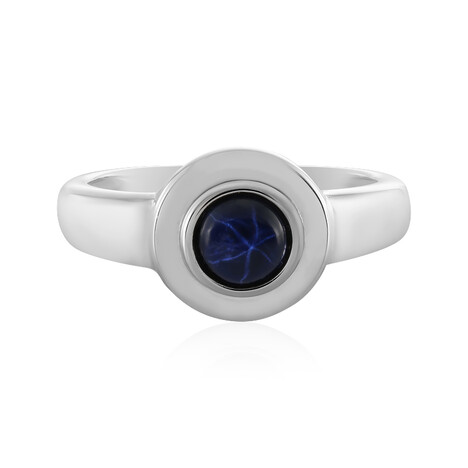 Anillo en plata con Zafiro estrella azul