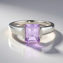 Bague en argent et Améthyste Rose de France