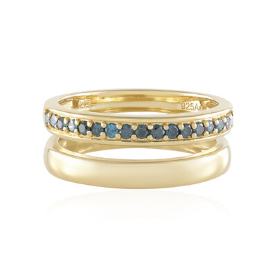 Bague en argent et Diamant bleu I2