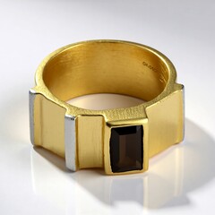 Anello placcato in oro con Quarzo Fumè (MONOSONO COLLECTION)