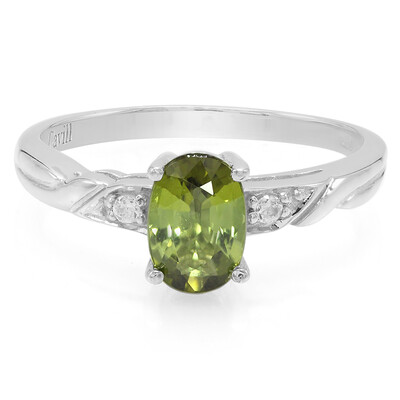 Anello da uomo placcato in platino con Tormalina Cuprian