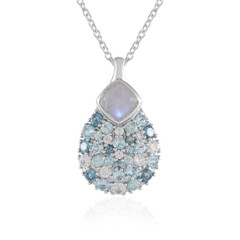 Collier en argent et Pierre de lune bleue (KM by Juwelo)