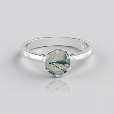 Bague en argent et Agate mousse
