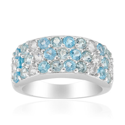 Anillo en plata con Topacio azul suizo