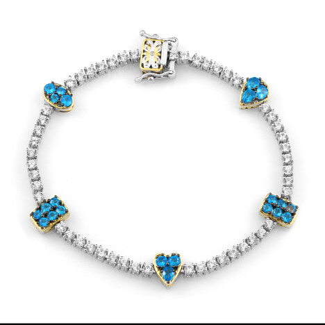 Neonblauer Apatit-Silberarmband (Gems en Vogue)