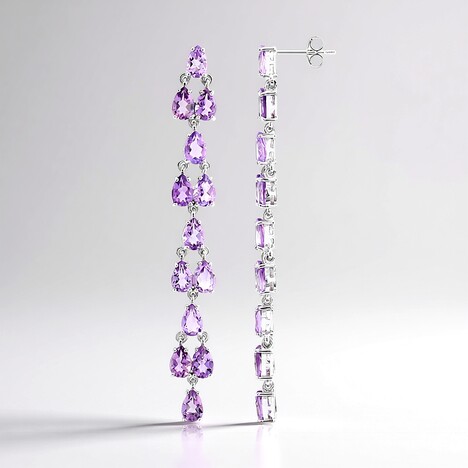 Boucles d'oreilles en argent et Améthyste