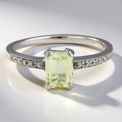 Anello placcato in platino con Kunzite Canarino