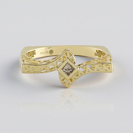 Anello in oro con Diamante Champagne I2 (Ornaments by de Melo)
