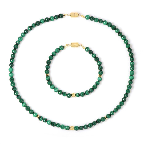 Set en plata con Malaquita (Adela Silber)