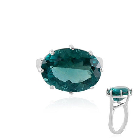 Belgian Teal Fluorite Silver Ring