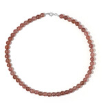 Zilveren halsketting met aardbei kwartskristallen