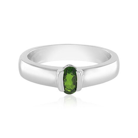 Anillo en plata con Diópsido de Rusia