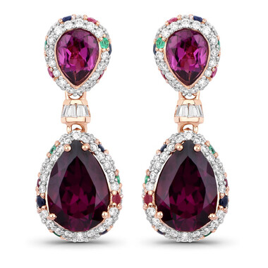 Magenta-Granat-Goldohrringe (SUHANA)
