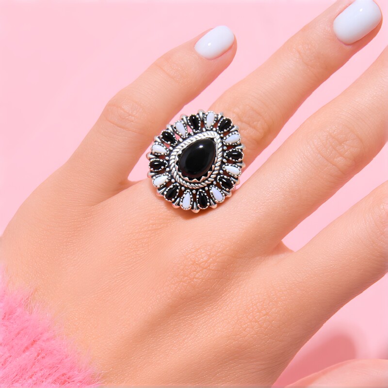 Black Onyx Silver Ring (Desert Chic)
