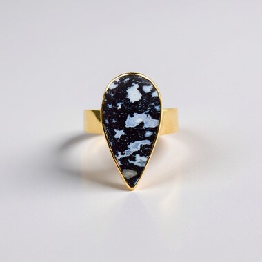Anello in argento con Legno di Palma Pietrificato