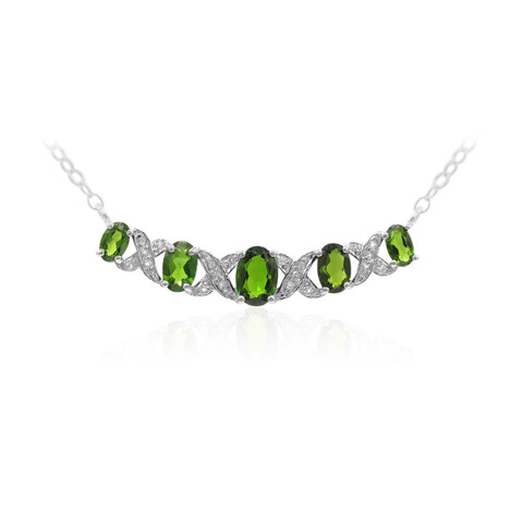 Russischer Diopsid-Silbercollier