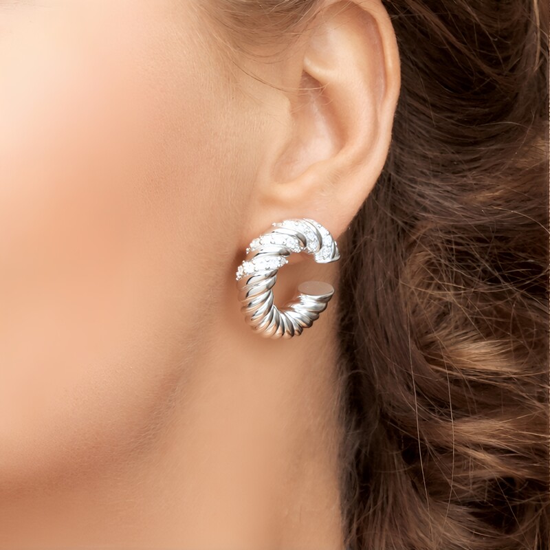 Clips de oreja en plata con Zircón