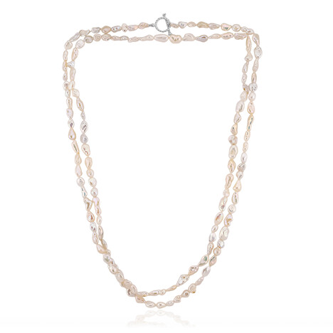 Collar en plata con Perla Keshi blanca de agua dulce (TPC)