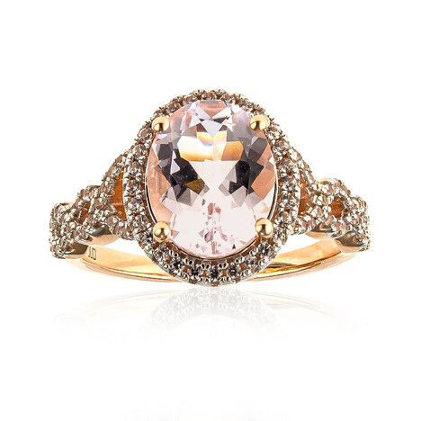 Nicht erhitzter Pinkfarbener Beryll-Goldring