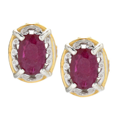 Boucles d'oreilles en argent et Rubis de Birmanie (Gems en Vogue)