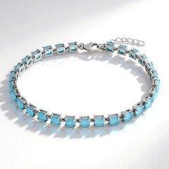 Bracciale in argento con Quarzo blu pastello