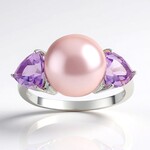 Anello in argento con Perla Ming Porpora (TPC)